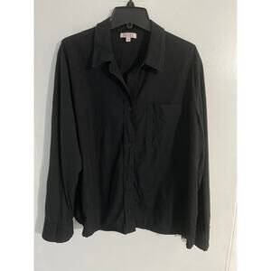 Badgley Mischka button down shirt women’s size XL black poplin minimalist basic